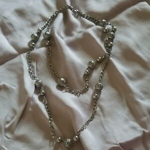 Elegant Silver Beaded Necklace